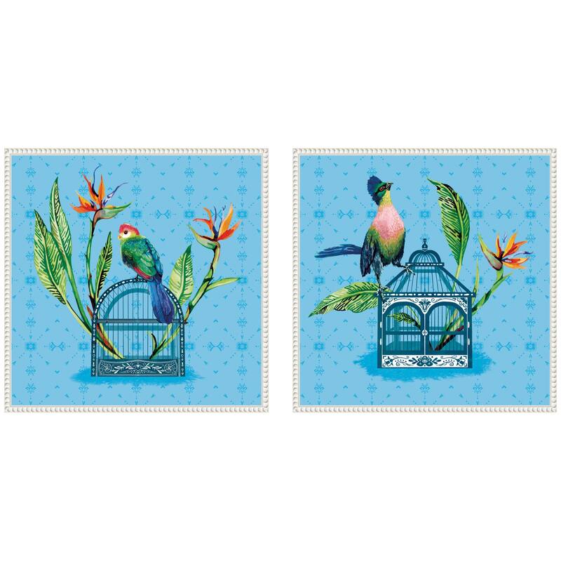 Kate and Laurel Uncaged No. 1 & No. 2 2 Piece Framed Canvas Wall Art Set by Lucia Gianello - 2 Piece Set 22x22