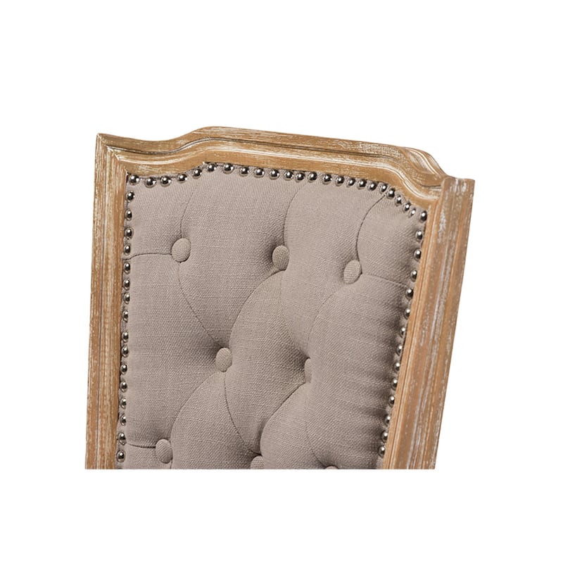 Antique Ambiance Chair - Solid Oak Frame, Studded Cushion, French Style Accent Chair, Living Room Decor - 38.2