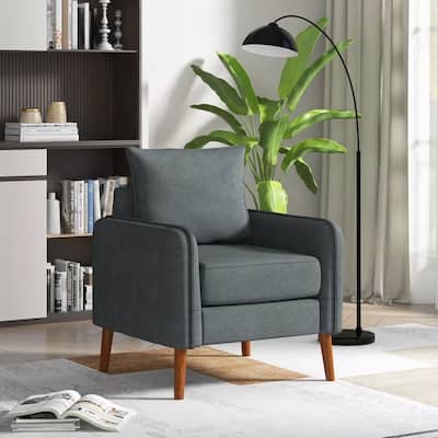 Modern Accent Chair Upholstered Armchair with Rubber Wood Legs Grey - 29" x 30"