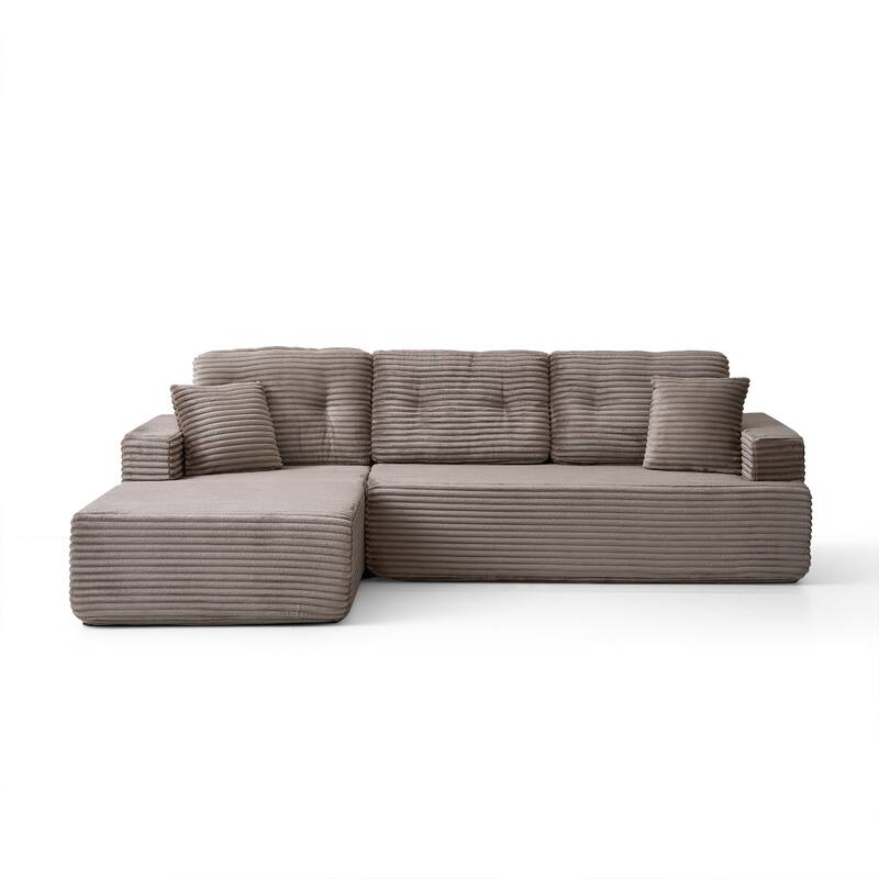 Floor Standing Compressed Couch L-shaped Sectional Sofa with Chaise