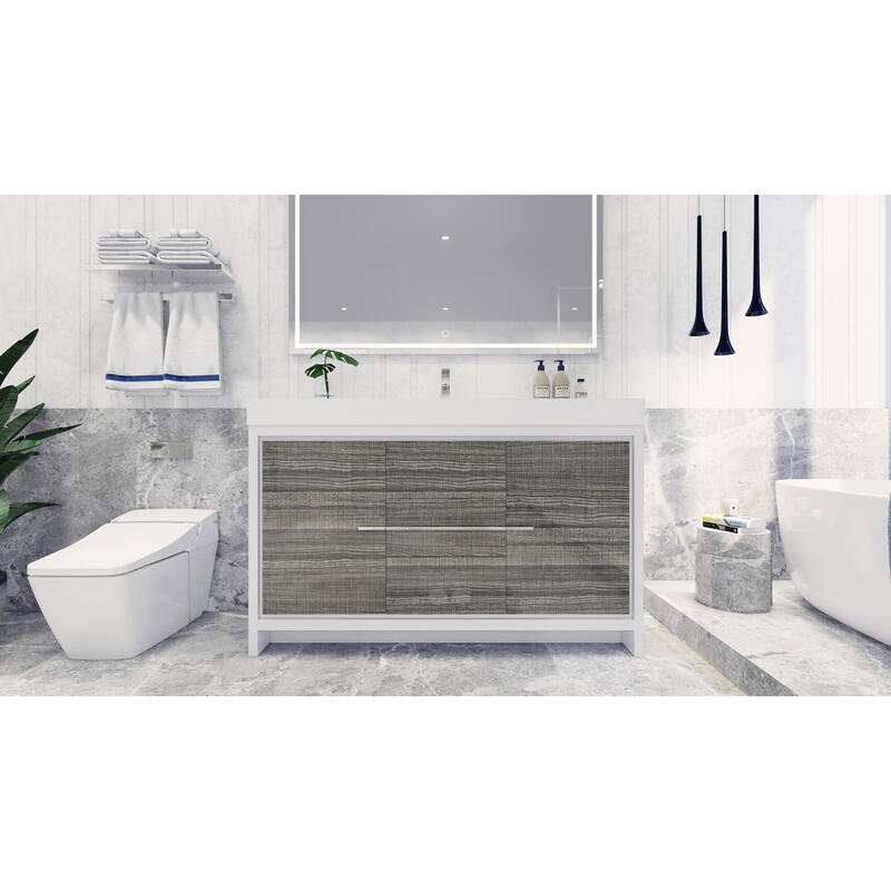 Dove 60'' Freestanding Vanity with Single Reinforced Acrylic Sink
