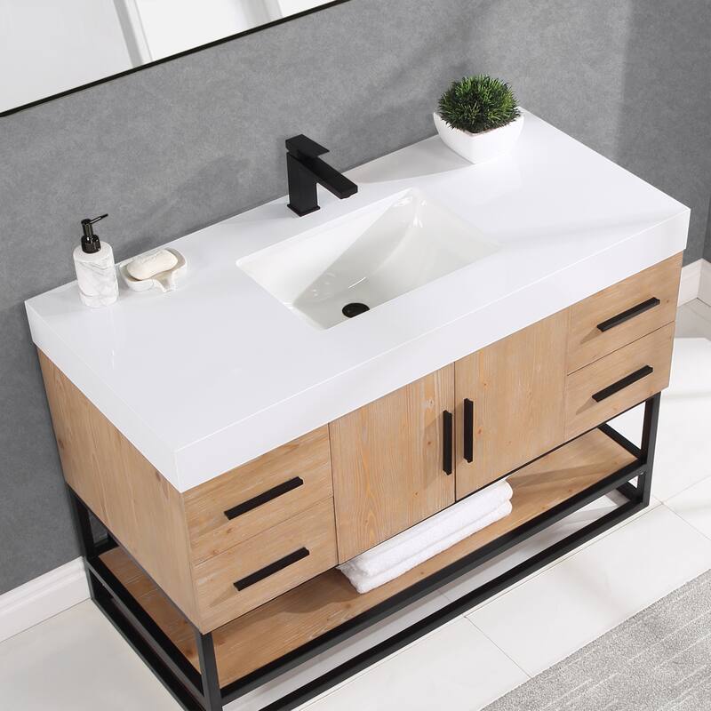 Altair Bianco Bath Vanity with White Composite Stone Top,no Mirror