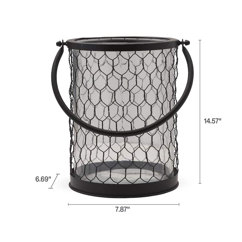 Elements Black Wire Lantern, 7X8 Inch