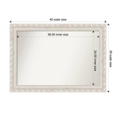 Opera Off White Non-Beveled Wood Framed Bathroom Vanity Wall Mirror - Opera Off White