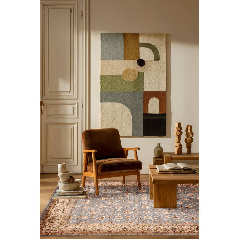 ECARPETGALLERY Hand-knotted Mirzapur Light Blue Viscose, Wool Rug - 7'11 x 10'3