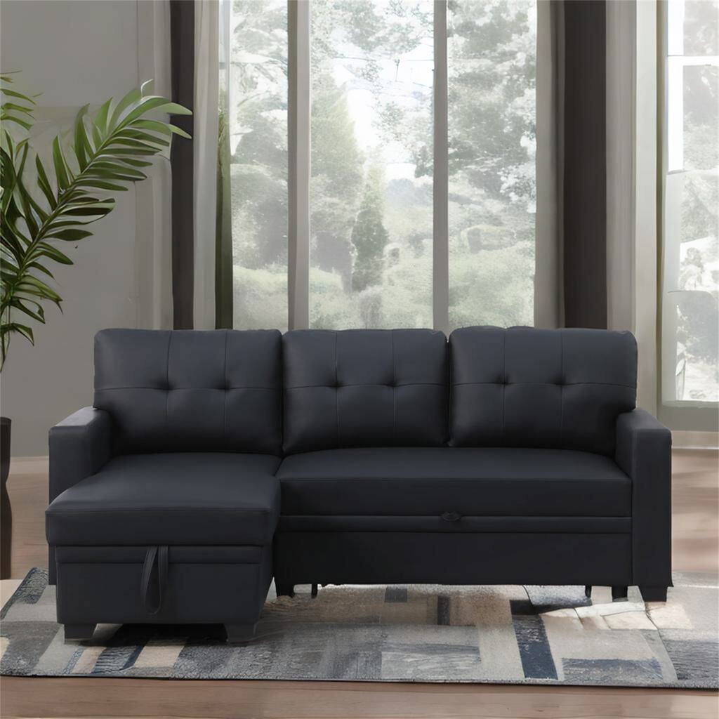 Upholstered Pull out Sectional Sofa with Chaise