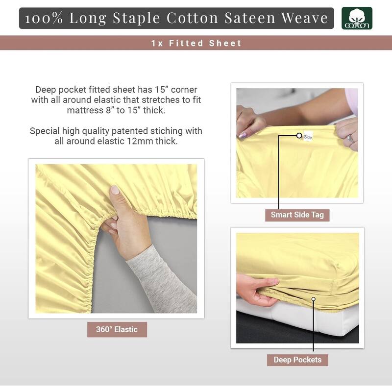 Lavish Touch 400 TC 100 % Cotton Flat Sheet Only 1 Pc with Stylish 4" Hem