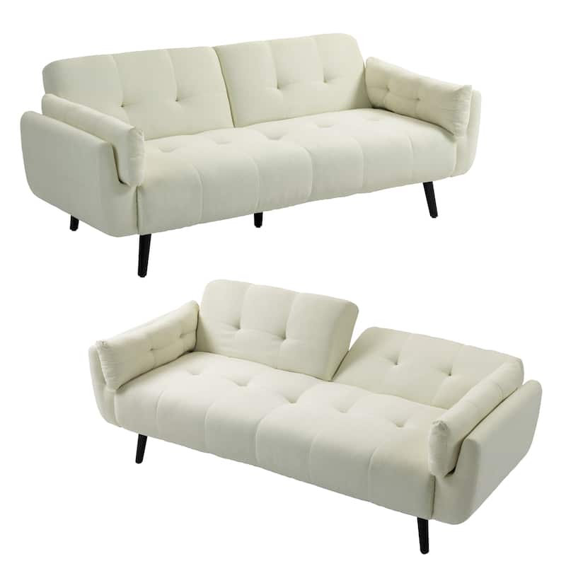 2Set Adjustable Backrest Convertible Futon Sleeper Couch