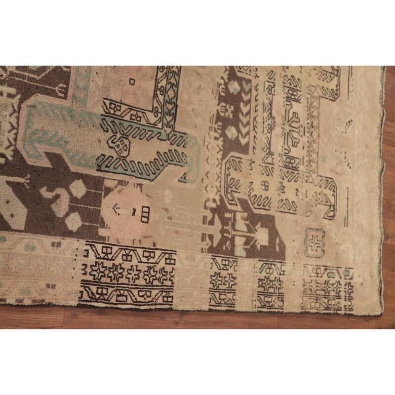 Meshkin Persian Vintage Runner Rug Handmade Wool Carpet - 3'6"x 10'3"
