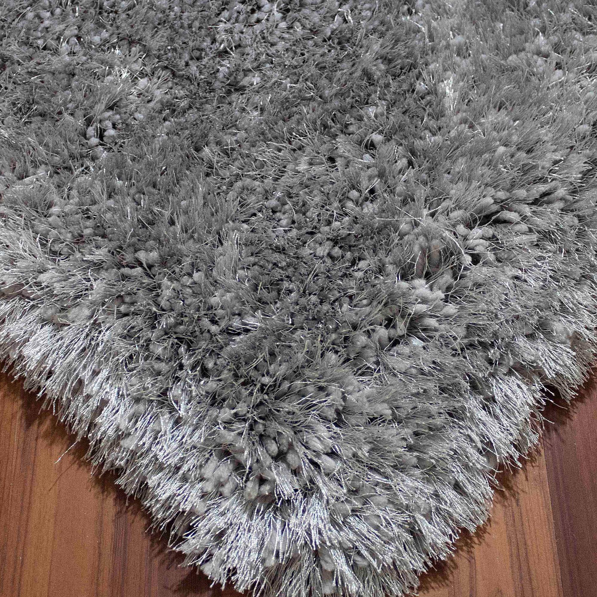 Romance Collection 1inch Pile Large Shag Area Rug Silver Light Gray