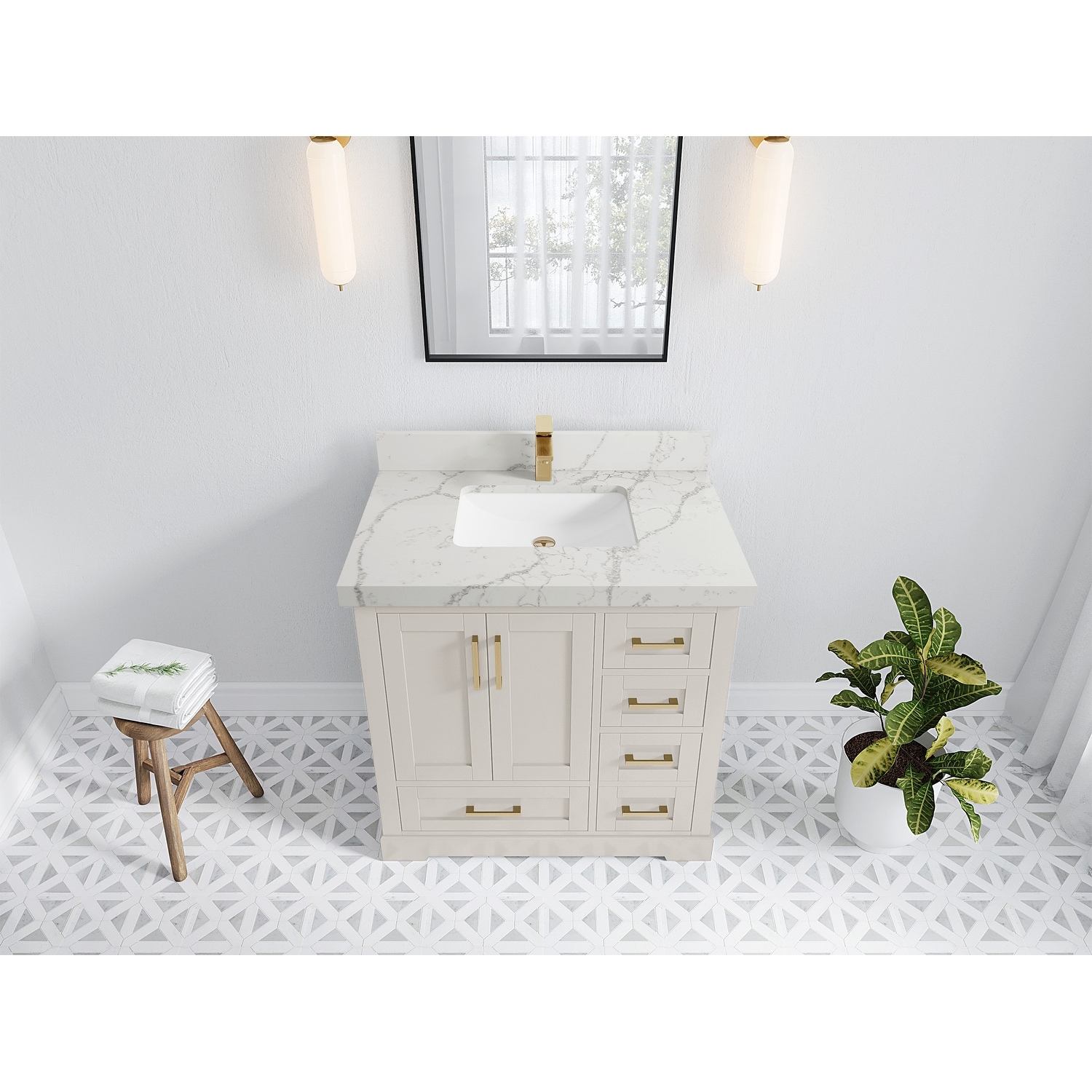 Willow Collections 36 in. W x 22 in. D Boston Center Left Offset Sink Bathroom Vanity With Counter top