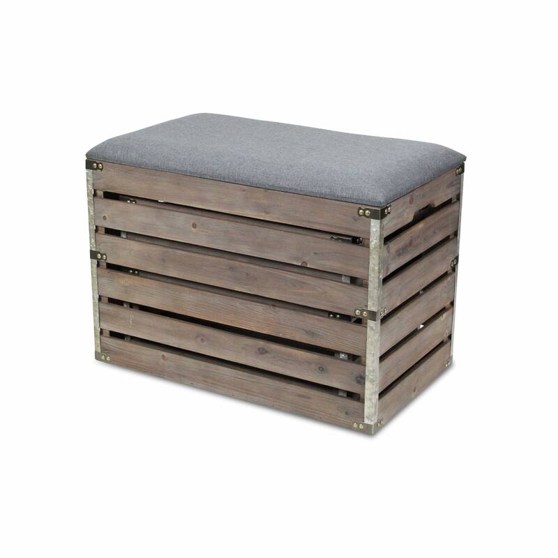 Wood Linen Upholstered Entryway Storage Benches Set with Flip Top - 14” D x 24” W x 17.5” H