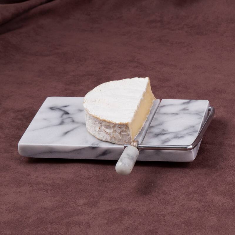 Creative Home Natural Off-White Marble 5" x 8" Cheese Slicer Butter Cutter