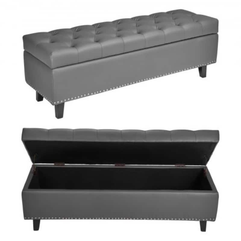 Modern PU Leather Storage Ottoman Bench with Spacious Hidden Storage and Comfortable Cushion - 51.37”L x 16.33”W x 17.33”H