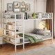 preview thumbnail 1 of 12, Twin Over Full Metal Bunk Bed with 5-Tier Storage Shelves, Built-In Side Shelf, and Sturdy Frame for Kids or Guest Room White