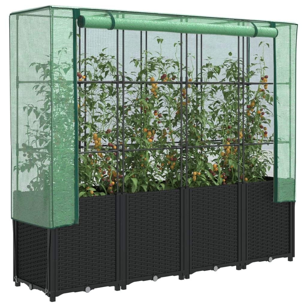 vidaXL Raised Bed Black, Green Polypropylene, Iron, Polyethylene Large - 15.7 x 63.0 x 60.2