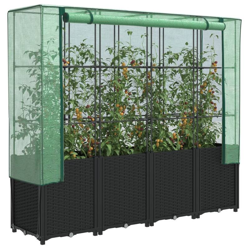 vidaXL Raised Bed Black, Green Polypropylene, Iron, Polyethylene Large - 15.7 x 63.0 x 60.2