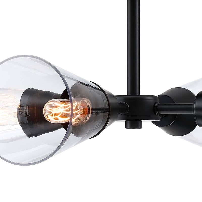 Norro 21 in. 4-Light Matte Black Modern Semi Flush Mount Light