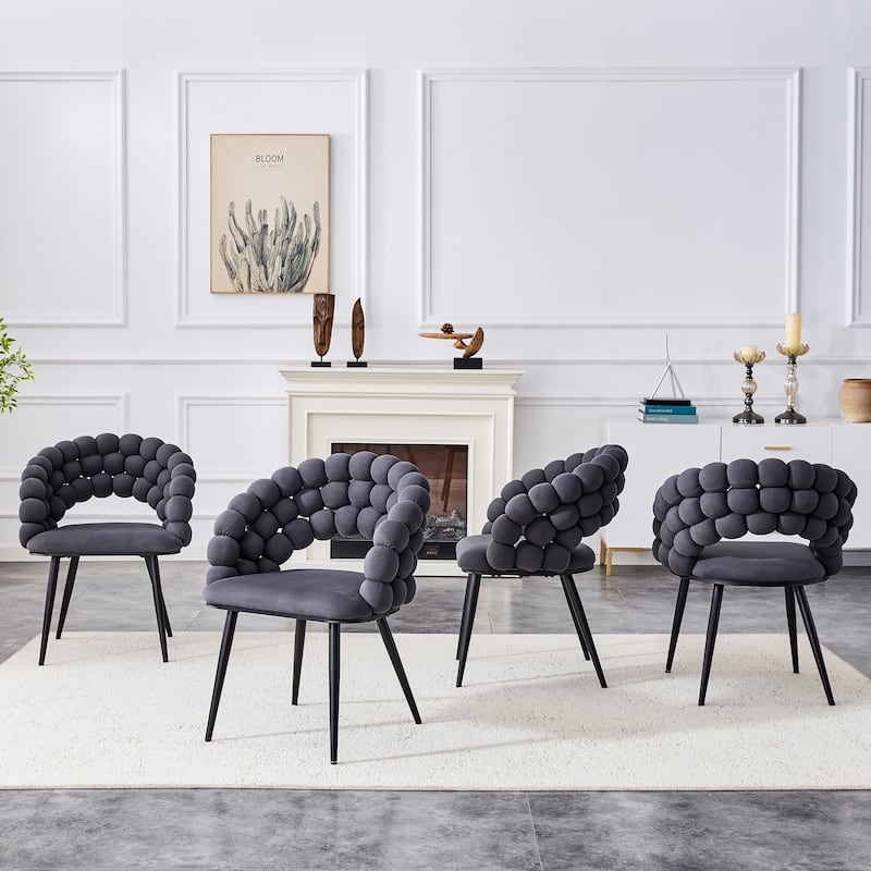 Velvet Dining Chairs Set of 2, Modern Upholstered Vanity Chairs Accent Chairs with Golden Metal Legs