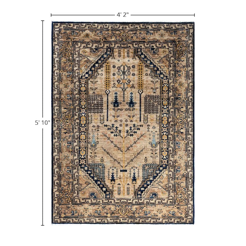 Serapi One-of-a-Kind Hand-Knotted Area Rug - Brown, 4' 2" x 5' 10" - 4' 2" x 5' 10"
