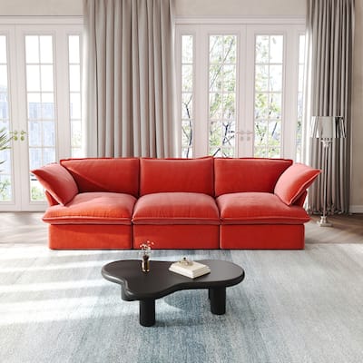 Modular Sectional Sofa Couch, 122.82" Velvet 3 Seater Sofa