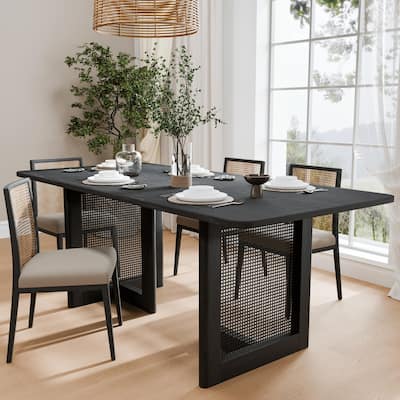 Wooakway Solid Wood 67'' Square Dining Table for 6 People Nordic style