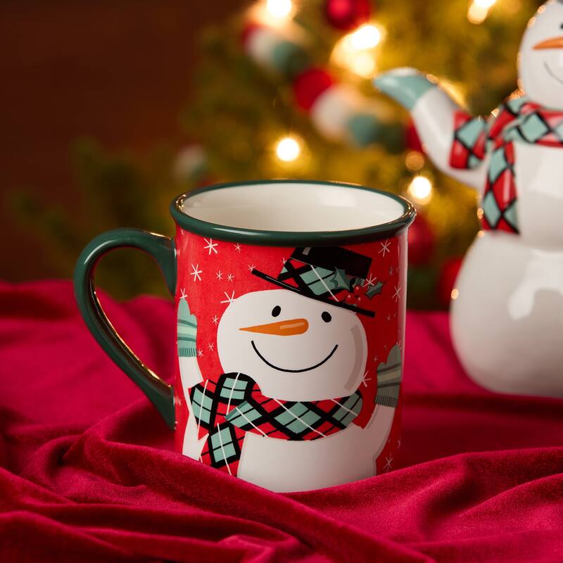 Certified International Christmas Whimsy Snowman Set of 4 Mugs 18 oz. Assorted Designs