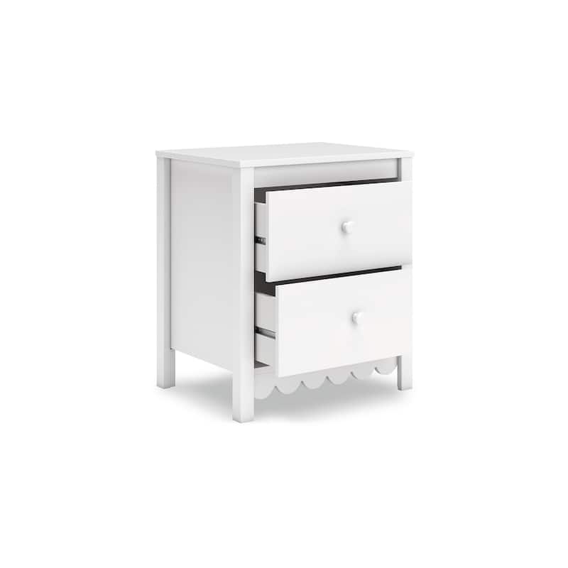 Kally Nightstand, 2 Drawers, Modern Matte White Wood Finish, 24 Inch