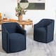 Performance Fabric Upholstered Barrel Back Rolling Dining Armchair (Set ...