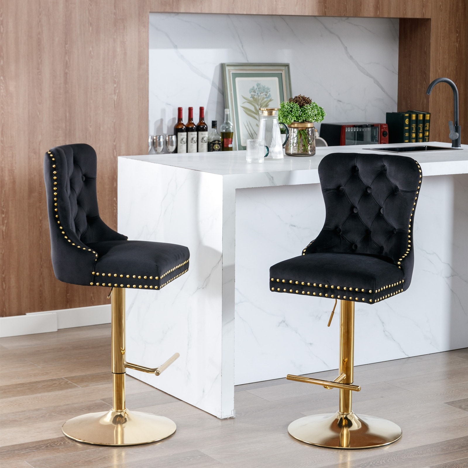 Velvet swivel bar shop stool