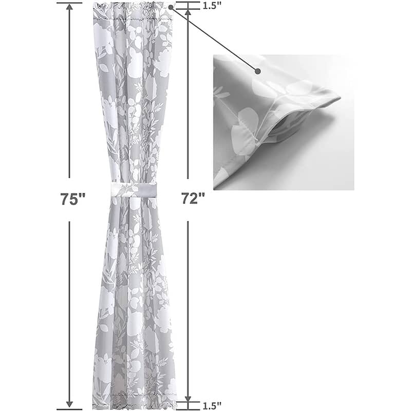 Porch & Den Nolana Floral Pattern Room Darkening French Door Curtain Panel