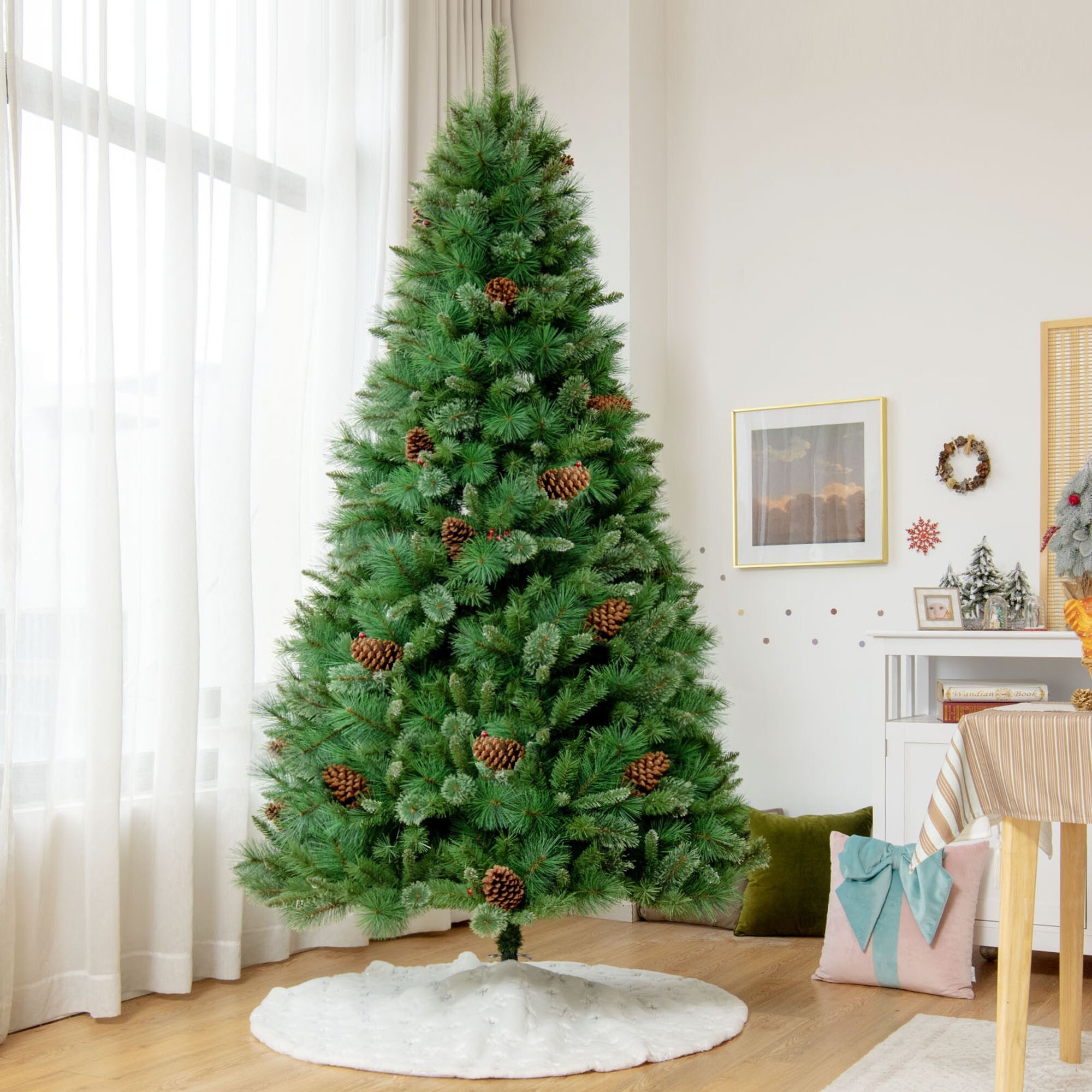 Gymax 6/7/8 Ft Artificial Christmas Tree Unlit Hinged Pine