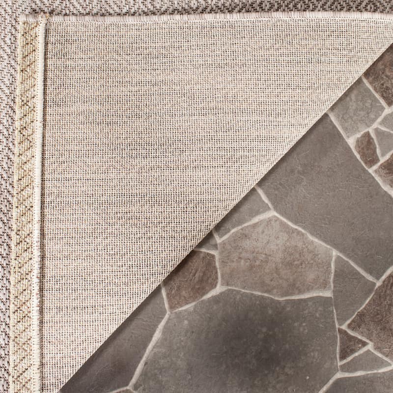 SAFAVIEH Courtyard Janyce Indoor/ Outdoor Waterproof Patio Backyard Rug - 4' x 4' Square - Beige/Beige
