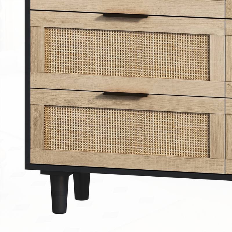 6-Drawers Rattan Storage Cabinet Rattan Drawer