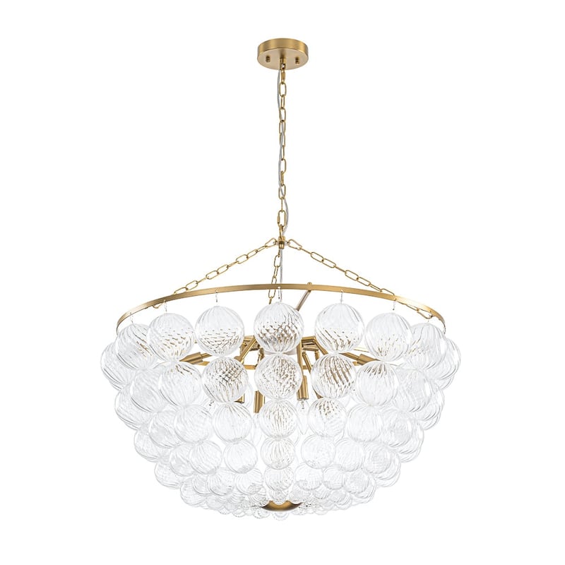 Modern Glam Bowl Twisted Glass Cluster Bubble Chandelier