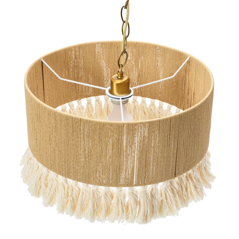 Metal & Natural Paper Rope Shade Pendant Lamp