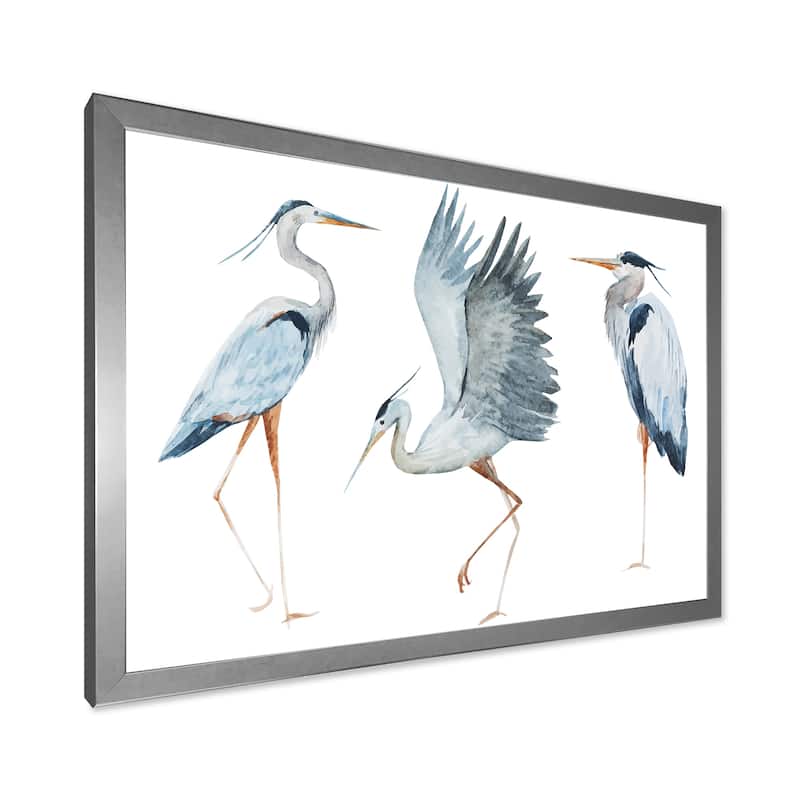 Designart "Heron Birds II" Traditional Framed Art Print
