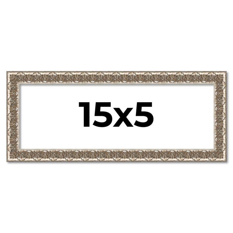 15x5 Frame Silver Versailles Ornate Solid Wood Picture Frame | 1 Inch