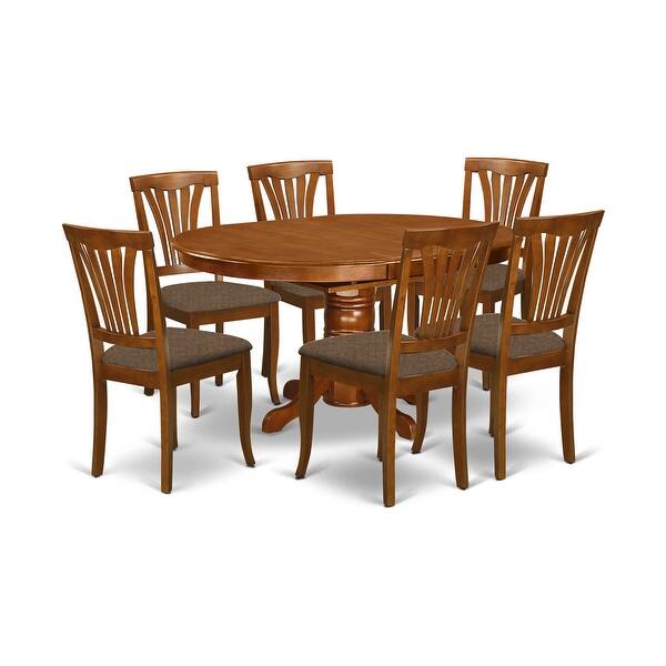 Avon7 Sbr C 7 Piece Dining Set Oval Table With Leaf And 6 Dining Chairs Saddle Brown Finish Pieces Option On Sale Overstock 10296404