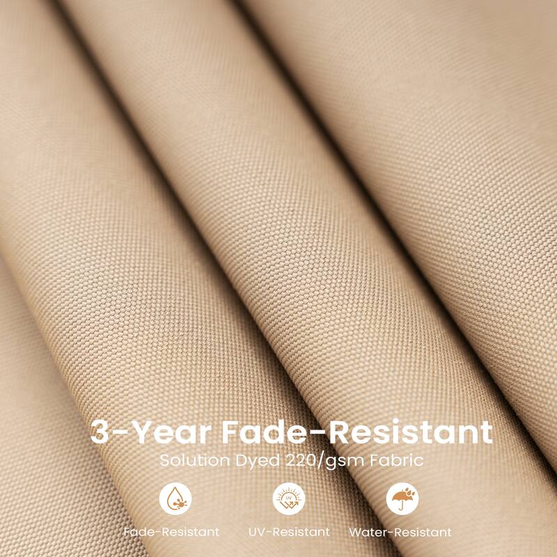 15ft Outdoor Patio Market Umbrella with Base and 144 Solar-Powered Led Lights