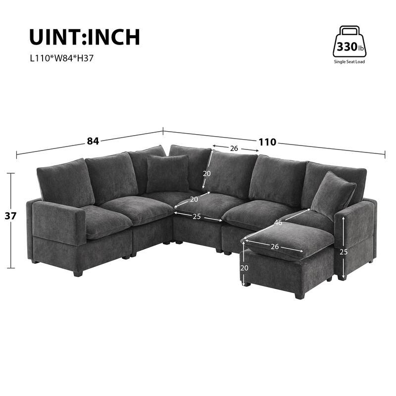 Modern Chenille Multi-Seat Sectional Sofa