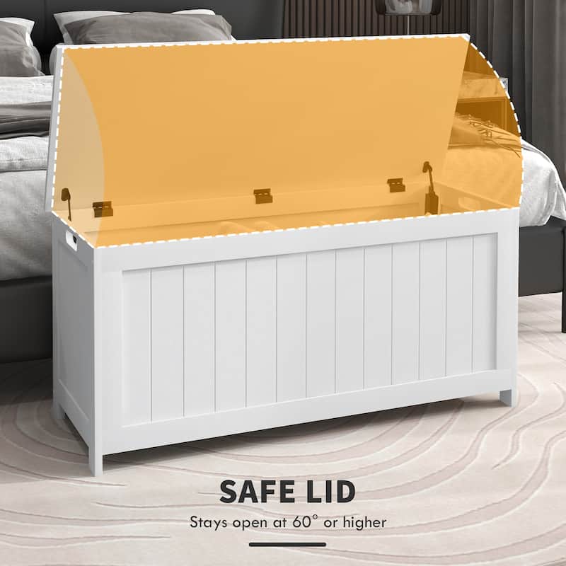 39.4" Storage Chest w/ 2 Safety Hinges, Wooden Box