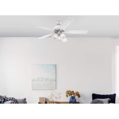 Westinghouse Lighting Vintage 52-Inch Indoor 5-Blade Ceiling Fan, Dimmable LED Light with Clear Ribbed Glass
