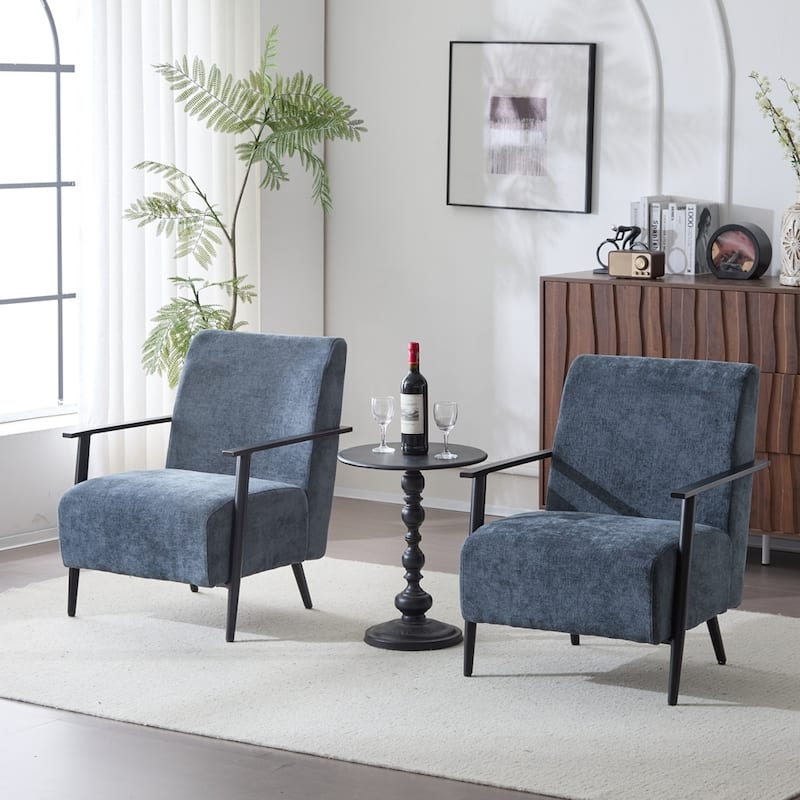 [Set of 2] 26.38" Modern Beige Lounge Chair with Polyester Upholstery - Blue Gray