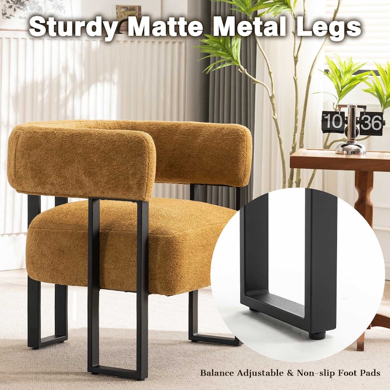 Upholstered Teddy Velvet Accent Chair, Modern Boucle Armchair