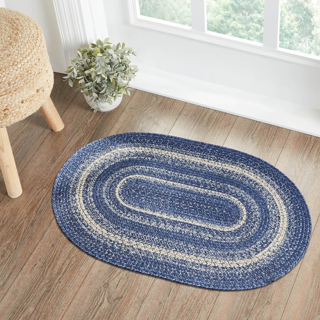 Great Falls Blue Jute Rug Oval w/ Pad 24x36 - 3'6"