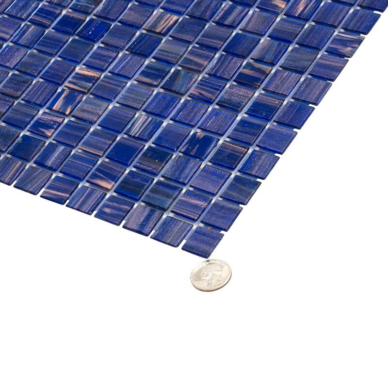 Apollo tile 12" x 12" Celestial Glossy Royal Blue Gold Glass Tile (20 sq ft/case) - 20 Pack