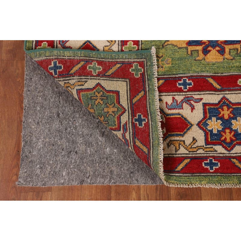 Green Kazak Oriental Area Rug Hand-Knotted Wool Carpet - 6'8" x 9'7"