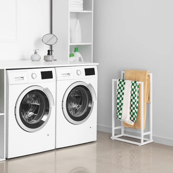 2 Tier Free Standing Towel Rack - White