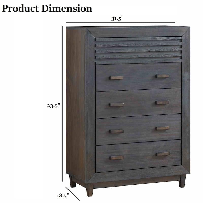31.5" Transitional Style Slat Design Chest with Mortise and Tenon Joinery